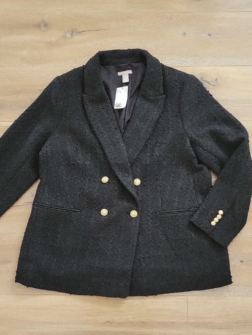 NWT H&M Black Textured-Weave Blazer Size XL - Picture 4 of 10
